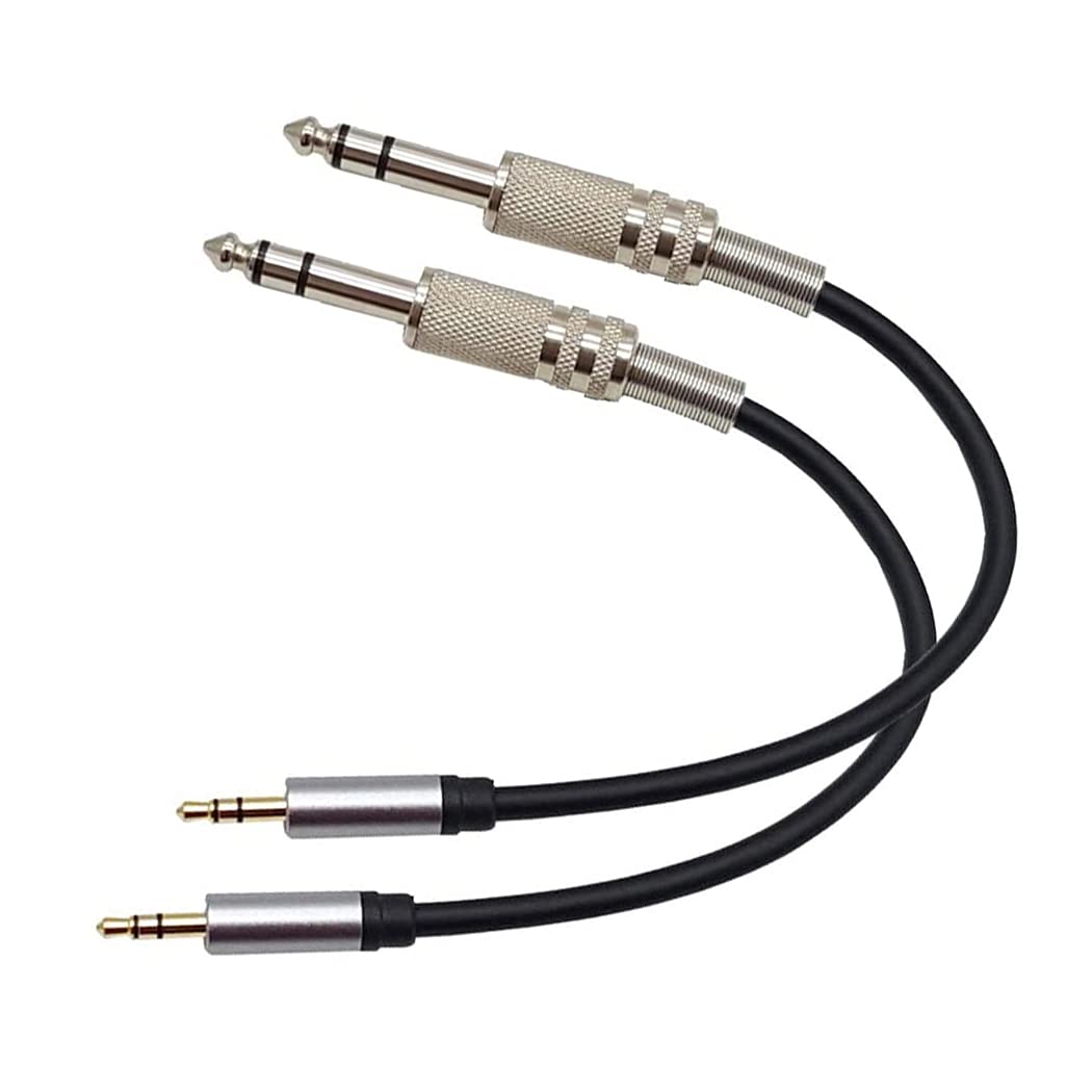 Seadream Cable de audio estéreo de 3,5 mm a 6,35 mm; 2 unidades de 1 pie de 6,35 mm macho a 3,5 mm macho TRS macho de 3,5 mm 1/8 pulgadas para mezclador, amplificador, guitarra, iPod, laptop
