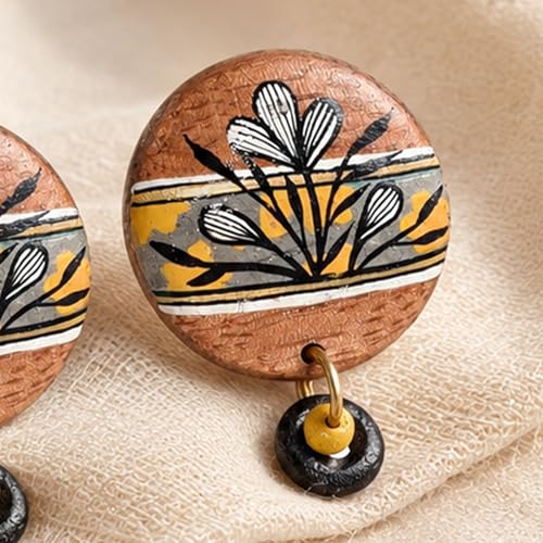 Image of Handcrafted Artistic & Tribal Earrings Collection for Women - Bohemian, Floral, Wooden & Ethnic Statement and Stud Designs