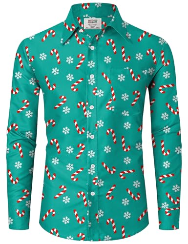 Amazon.com: Arvilhill Men Christmas Button Shirts Friend Couple Top Long  Sleeve Party Graphic Print Up Xmas Man Family Adult Funny Shirt Green Candy  Snowflake S : Clothing, Shoes & Jewelry