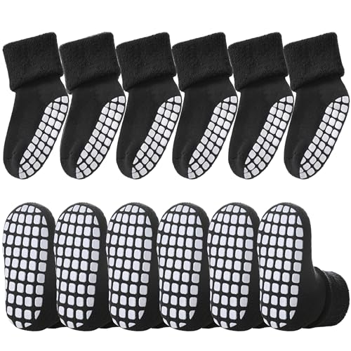Image of LANLEO Baby Girls Boys Non Slip Socks with Grips Toddler Kids Unisex Warm Thick Cotton Ankle Crew Socks with Grippers