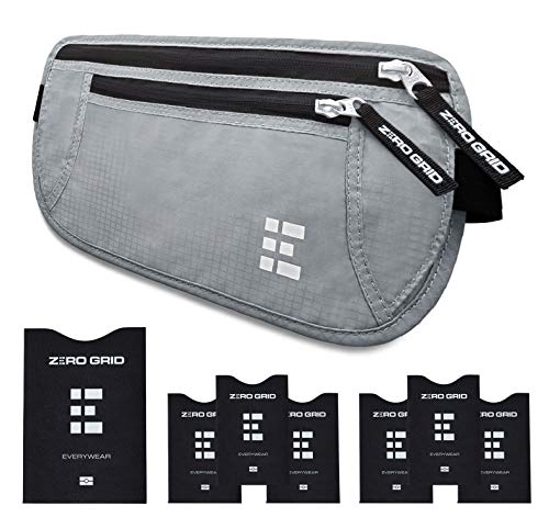 Cinturón de Viaje para Dinero con Bloqueo RFID - Cartera para Documentos y Portapasaporte (Ash)