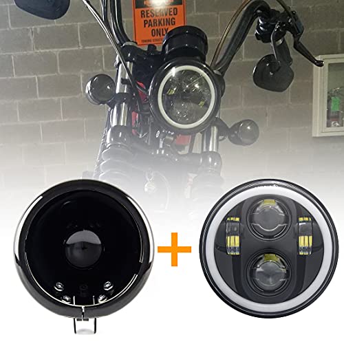 Cheapest 🛒 5 3/4" Motorcycle headlamps 5.75" inch LED Headlight full Halo Ring with housing bucket for Harley Davidson Motorcycle Honda Shadow Kawasaki Vulcan Suzuki