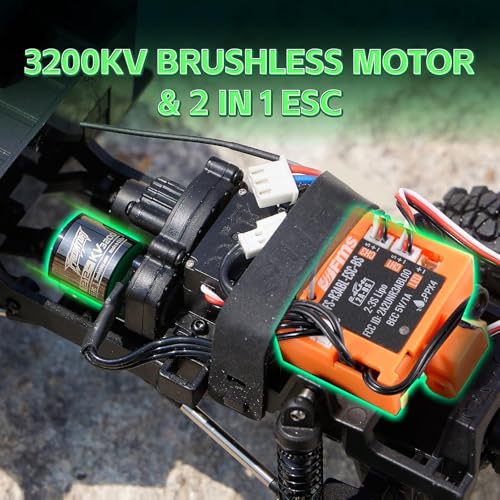 Image of FCX24S FMS 1 /24 Power Wagon S Brushless RC Crawler, Offroad Trucks 4X4 RC Rock Crawler with 2 Speed Switch and LED Lights for Adults (Green)