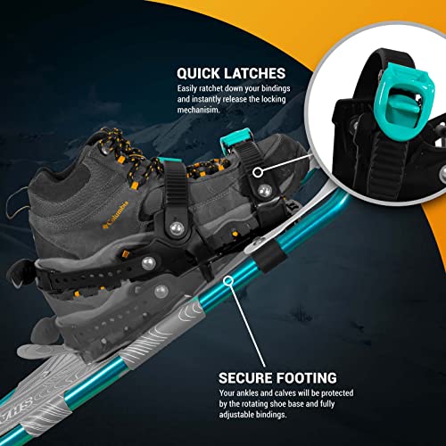 Winterial 25 Inch Light Weight Shasta Snow Shoes For Men, Women, Youth, Aluminum Rolling Terrain Snowshoes With Trekking Poles And Carry Bag (Light Blue) #TOP3