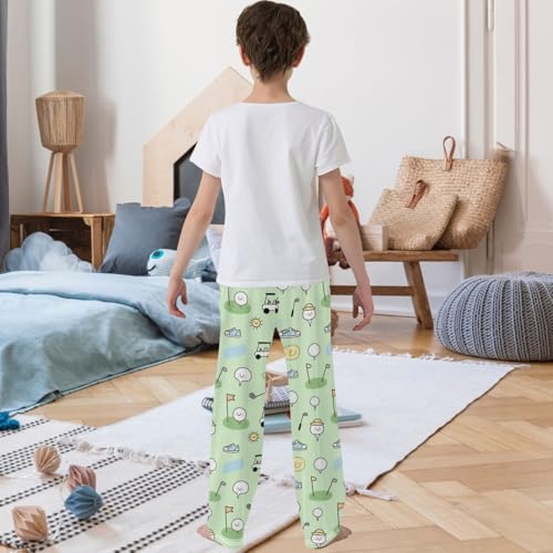 Boy's Pants Golf Green Jogger Pants Elastic Waist Long Bottoms Trousers with Pockets 6-14 Years3