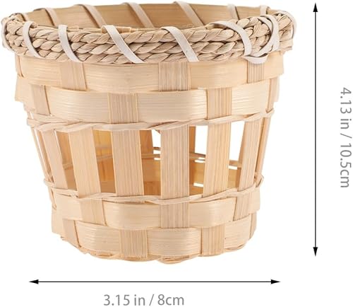 Miniatura 9 de Baluue 4 pantallas tejidas de bambú, tejido de ratán hecho a mano, pequeña pantalla para lámpara de araña de mesa y lámparas de pie, estilo bohemio