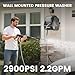 Giraffe Tools Grandfalls Retractable Wall Mount Pressure Washer Plus, Electric Power Washer with 100ft Pressure Hose, Max 2900PSI 2.2 GPM, Automatic Rewind, Any Length Lock, Dark Silver
