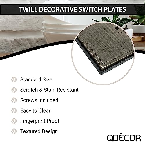 Questech Décor Single Duplex Electrical Outlet Cover Wall Plate, 1-Gang Single Switch Plate Standard Size Receptacle Cover, Decorative Wall Plate Twill Texture, Brushed Nickel Finish #TOP2