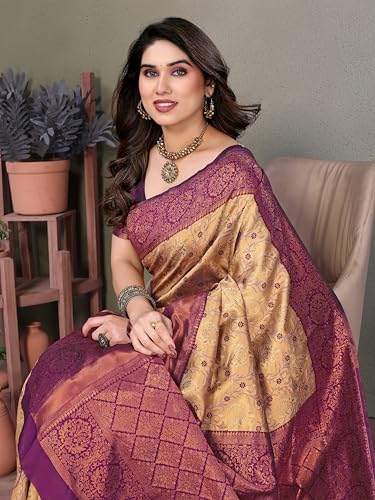 Image of Women's Kanjivaram Soft Silk Banarasi Saree With Blouse Piece | Banarasi Sari For Women | Saree with Blouse piece