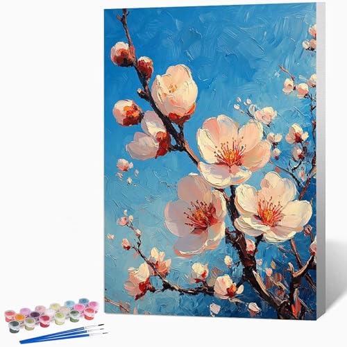 数字油絵 花 ペイントバイナンバー 風景, ナンバーペイント大人のDIYセット(ブラシとアクリル絵の具を含む)、クリエイティブな手作りの油絵セット、女性へのデジタル絵画ギフト、壁の装飾 40×50cm -WX2510618