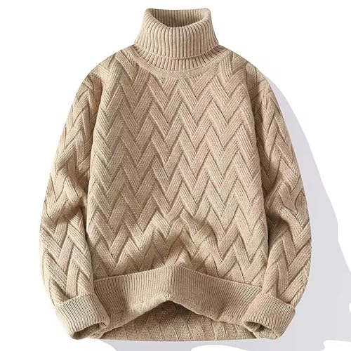 Mens Turtleneck Sweaters Cable Knit Pullover Sweater Textured Long Sleeve Sweater Casual Winter Tops Thermal Pullover2