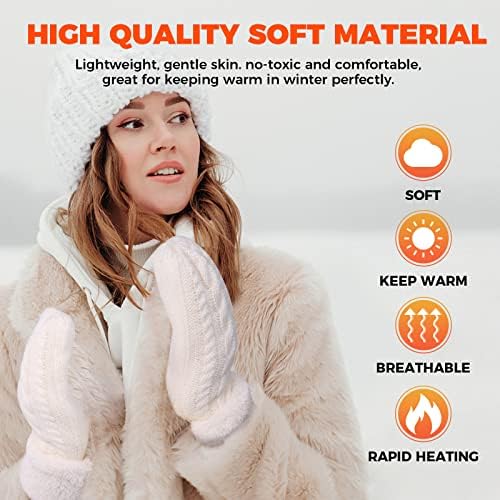 AURUZA Mittens Women, Gloves Men Ladies Thick Fleece Lined Insulated Warm Knitted Winter Thermal Mittens Fingerless Women's Gloves & Mittens black Mittens for Women Cold Weather