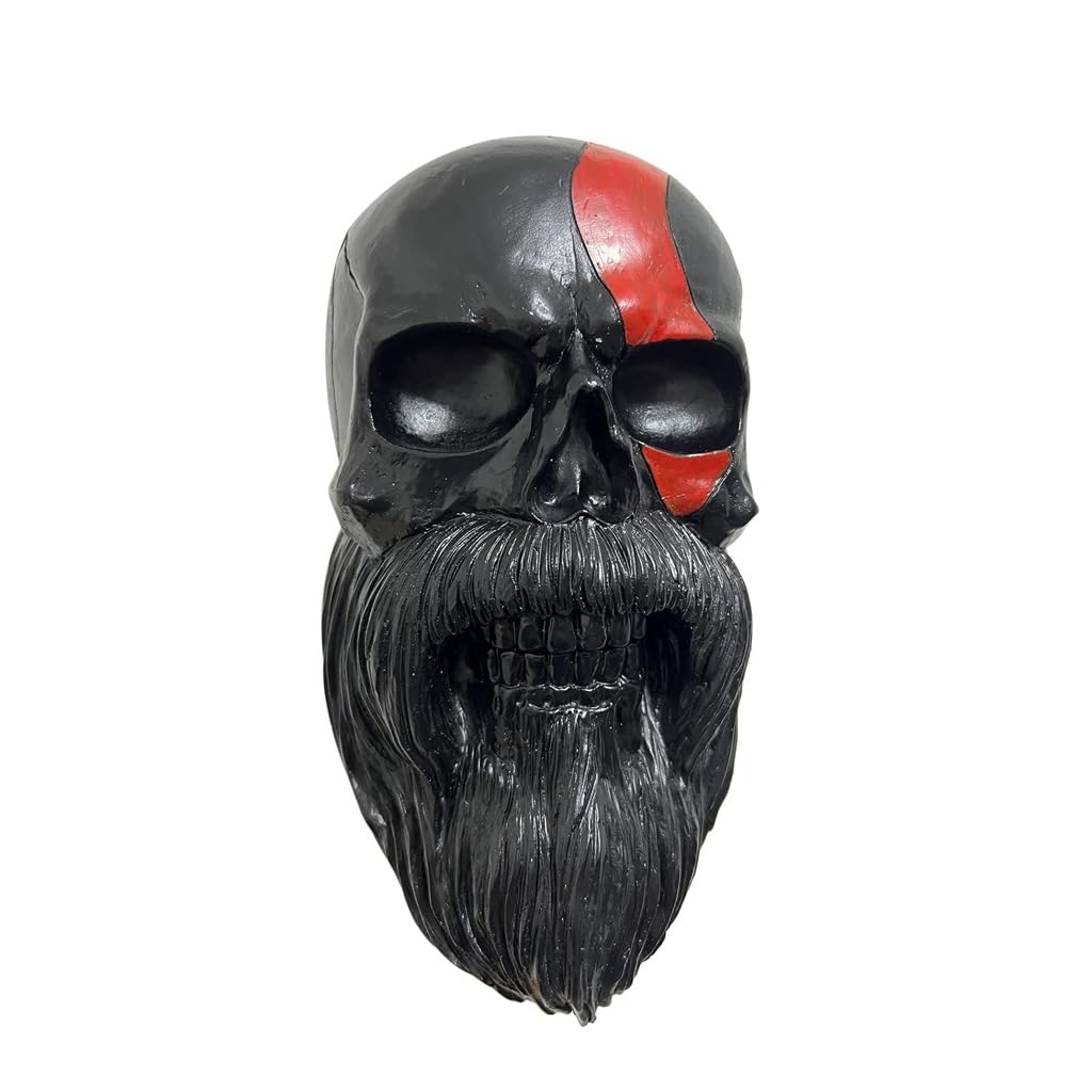 Motorcycle Skull Helmet Holder, Porte-Crâne, Monté Mural la Résine Étalage Casque, Artisanat Amovible en Résine pour Décoration Murale en Forme Tête Fantôme(Black)