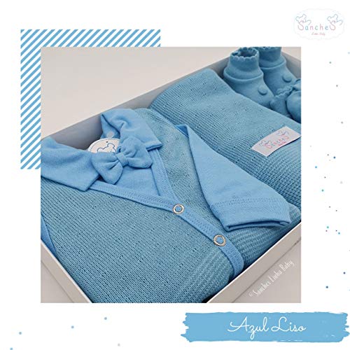 Kit Saida Maternidade Recem Nascido Menino Azul Liso