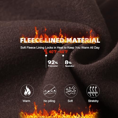 Image of DHSO Fleece Lined Leggings Women with Pockets - Thermal High Waisted Winter Warm Leggings Snow Weather Pants