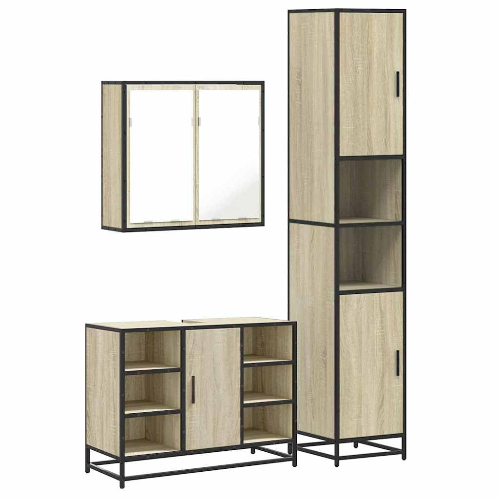 Mobile Bagno Dub Sonoma in Legno di Ingegneria con Telaio Metallo