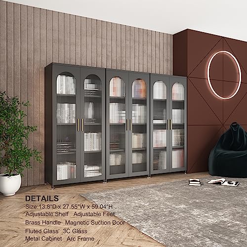 Zonleson Accent Cabinet With Glass Doors Decorative Storage Cabinet Modern Cabinet For Living Room,Hallway Or Entryway Metal Cabinet,Sideboard Buffet Cabinet With Glass Doors (Talldoor-2) #TOP2
