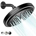 HOPOPRO NBC News Recommended Brand High Pressure Shower Head, Newest US Patented High Flow Fixed Showerhead 7 Inch Rainfall Spray Shower Head with Adjustable Brass Swivel Ball Joint - Matt Black