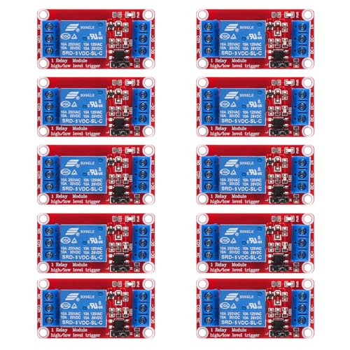 DIANN 10pcs DC 5V Relay Module 1 Channel Relay Board with Optocoupler Support High/Low Level Trigger