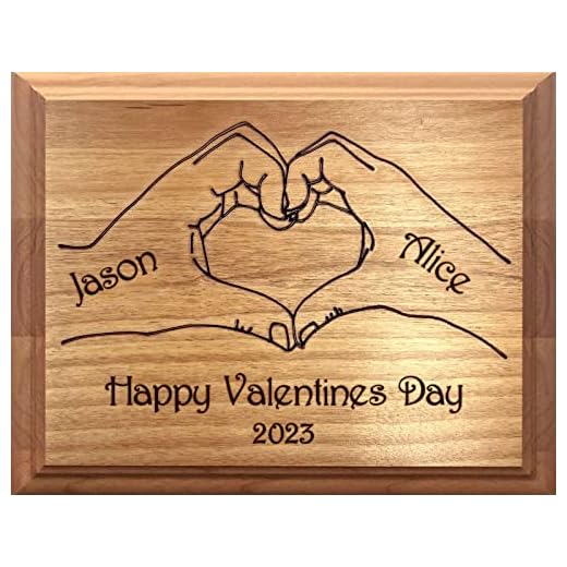 santaornaments Personalized Wood Plaque with Heart Valentines Day Anniversary BFF Gift for Him Her