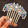 Jovono Strass Fleur Mariée Peigne À Cheveux De Mariage Pièces De Cheveux De Mariée En Cristal Doré Accessoires De Cheveux Vintage pour Femmes (bleu) #1