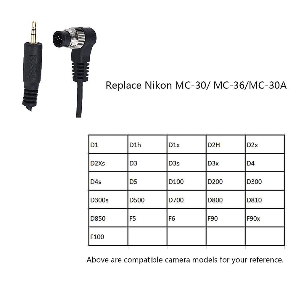 JJC Telecomando wireless per controllo dell'otturatore da remoto MC-30 per fotocamere Nikon Z9 D850 D810 D800 D700 D500 D5 D4 D3 D2X D2Hs D2H D1H D1 F90 F90x F100 D300s D300 D200