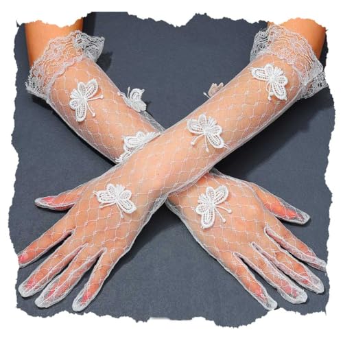 Lace Tea Party White Gloves Long Sheer Gloves for Women