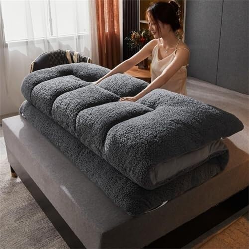 Japoński materac futon – zwijane łóżko podłogowe, gruba składana mata kempingowa, wygodna sofa dla dorosłych i gości, przenośna podkładka sprężynowa do domu i podróży.