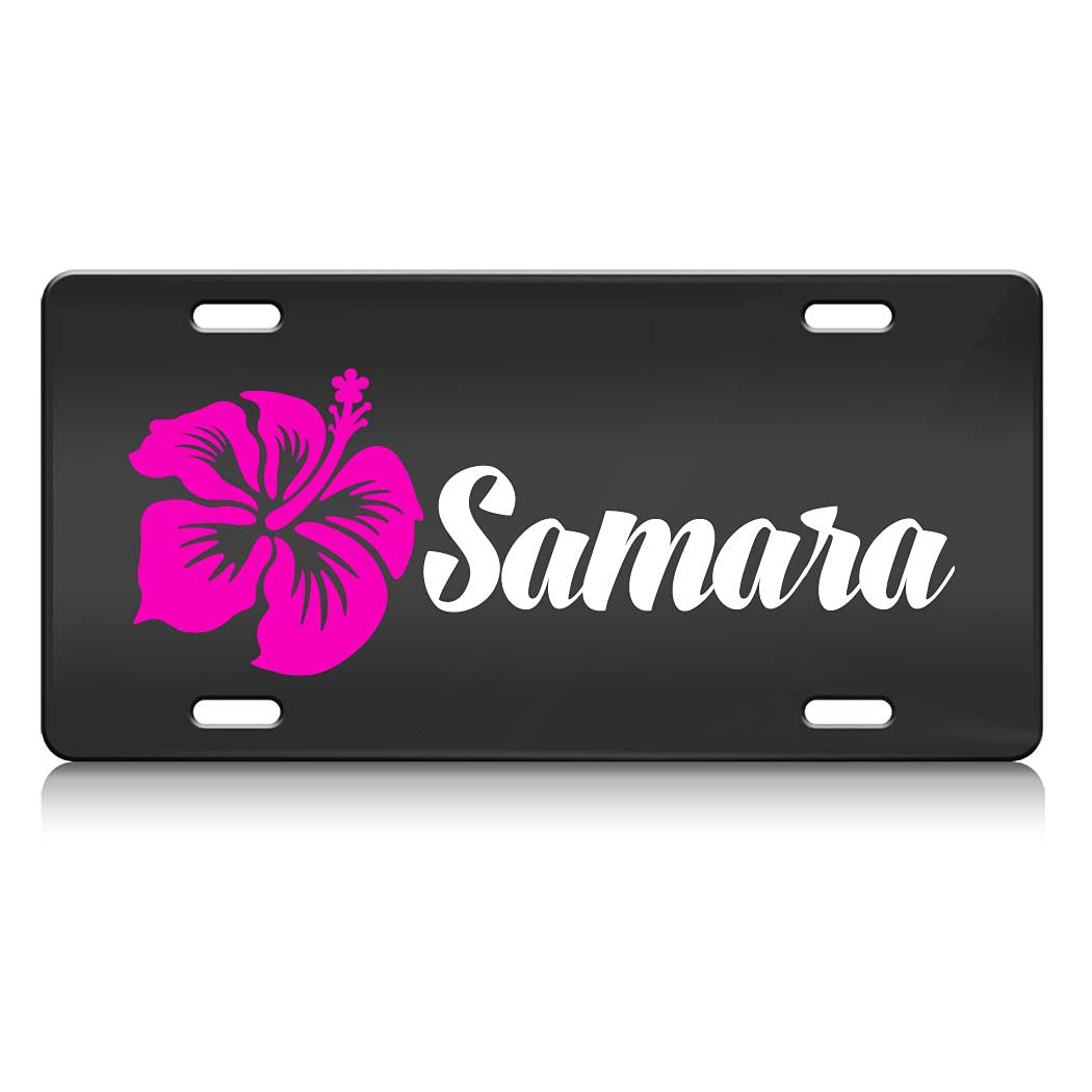 Press Fans - Samara Female Name S.Steel Car SUV Truck License Plate Decorative Tag Black-D#p17