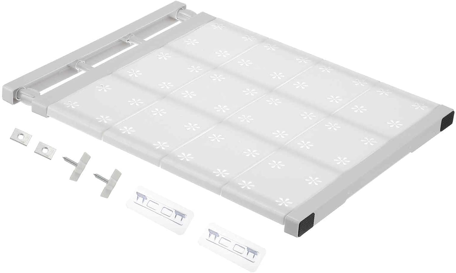 HARFINGTON Expandable Closet Tension Shelf 18.9" to 31.5" Adjustable Closet Organizer 2.5" x 13.78" Flower Pattern Storage Rack for Wardrobe Cupboard Kitchen Bedroom