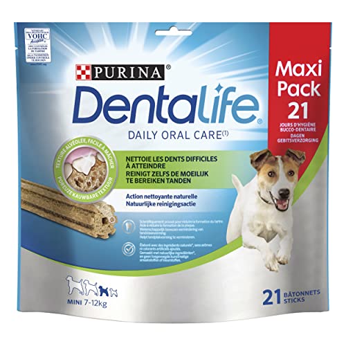 PURINA DENTALIFE MINI | Leckerli für kleine Hunde | 21 Kaustäbchen | Huhn | Maxi Pack | 345 g | Mundhygiene