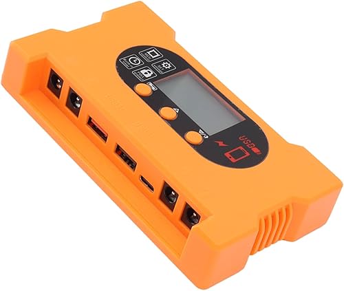Miniatura 9 de Controlador de carga solar Dual USB tipo C Carga rápida Panel Solar Regulador de batería Dc5521 Interfaz 12v24v Adaptación automática, Naranja