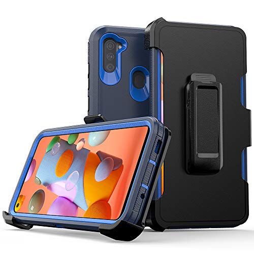 Samsung Galaxy A11 case,Heavy Duty Hard Shockproof Protector Shield Case Cover with Belt Clip Holster for Samsung Galaxy A11 Phone (Navy Blue)
