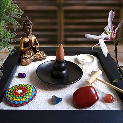 JARDIM ZEN com PEDRA JASPE VERMELHO e INCENSÁRIO CASCATA