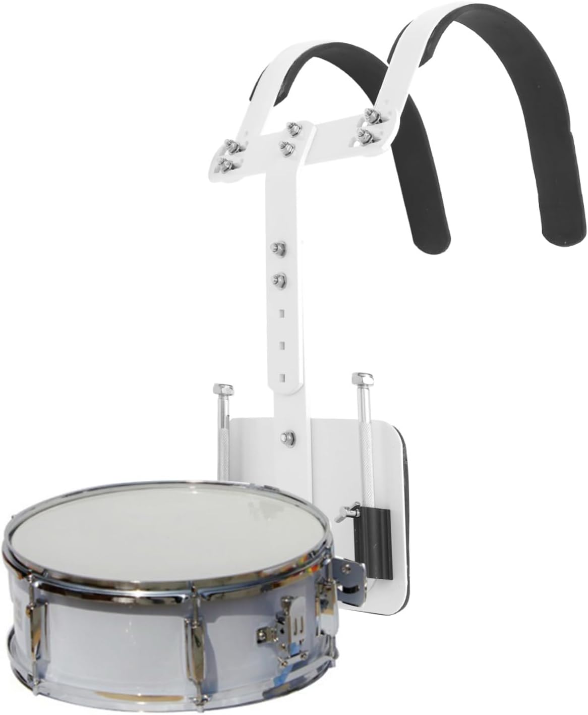 LIOOBO Adjustable Snare Drum Aluminum Back Frame for Drum Marching Band Shoulder Strap White