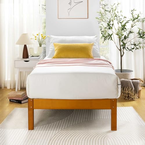 Mellow Asher 14 Inch Bamboo Wood Platform Bed with Wooden Slats,...