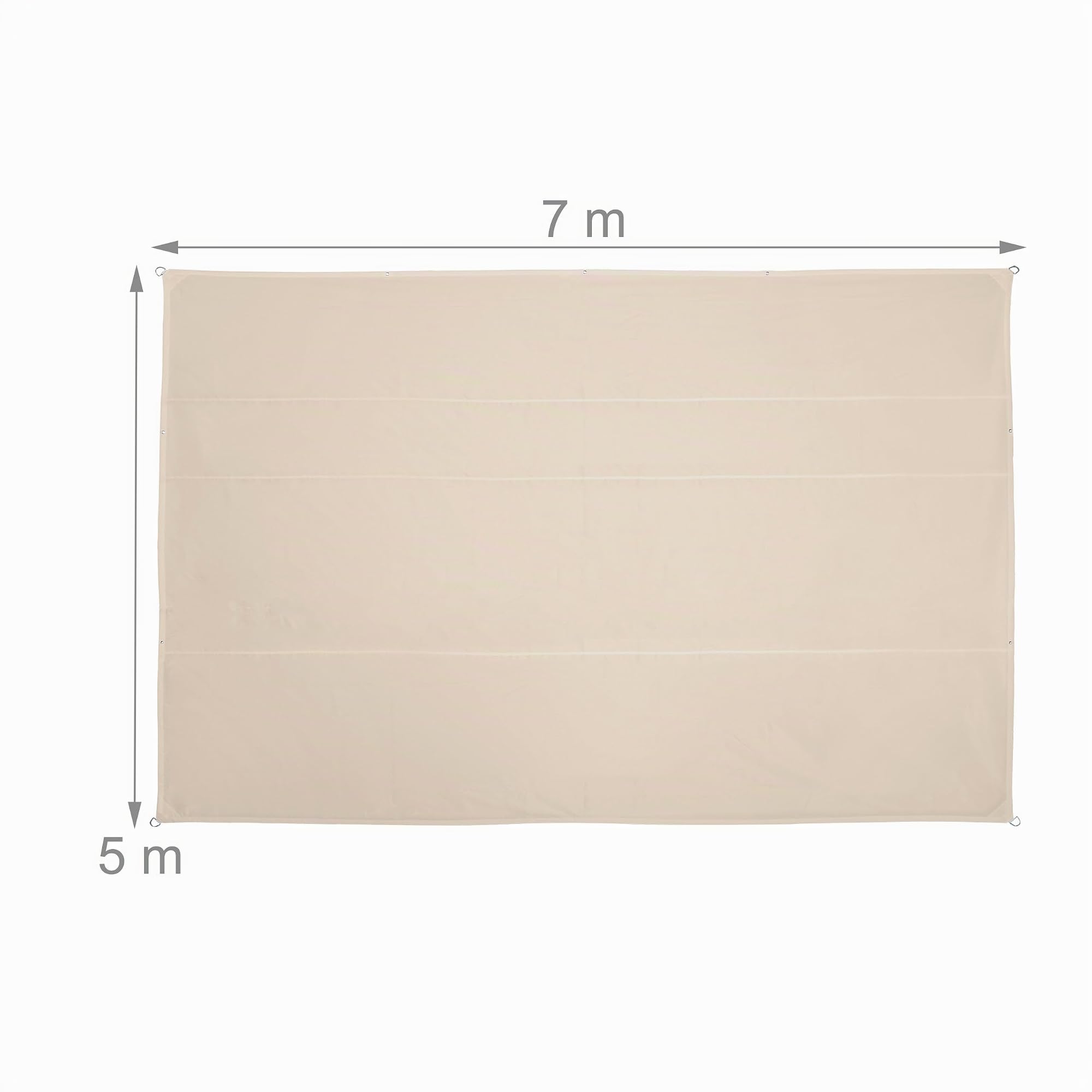 Relaxdays Tenda da Sole per Esterni Rettangolare, 5 x 7 m, Idrorepellente, Anti UV, Terrazza e Giardino, Beige