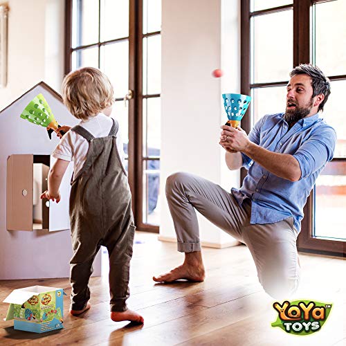 YoYa Toys Pop and Catch Ball Game - Sports & Outdoor Play Toys, Kids Ages 8-12 - Exciting Yard Activities - Perfect for Camping, Beach, Backyard Parties - 2 Catch Launcher Baskets, 3 Balls, PVC Bag