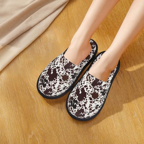 Cow Skin Print House Slippers For Women And Men,Soft Slippers With Memory Foam,Non-Slip Indoor Home Shoes4