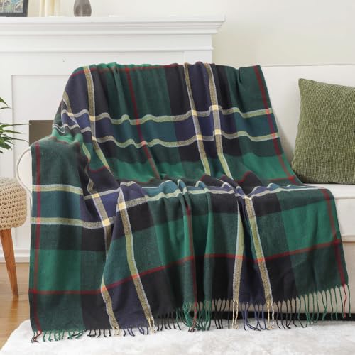 BATTILO HOME Forest Green Plaid Throw Blanket for Couch - Christmas Plaid Blanket Buffalo Checkered Blankets - Lightweight Farmhouse Outdoor Throw Blankets for Bed, Sofa 50
