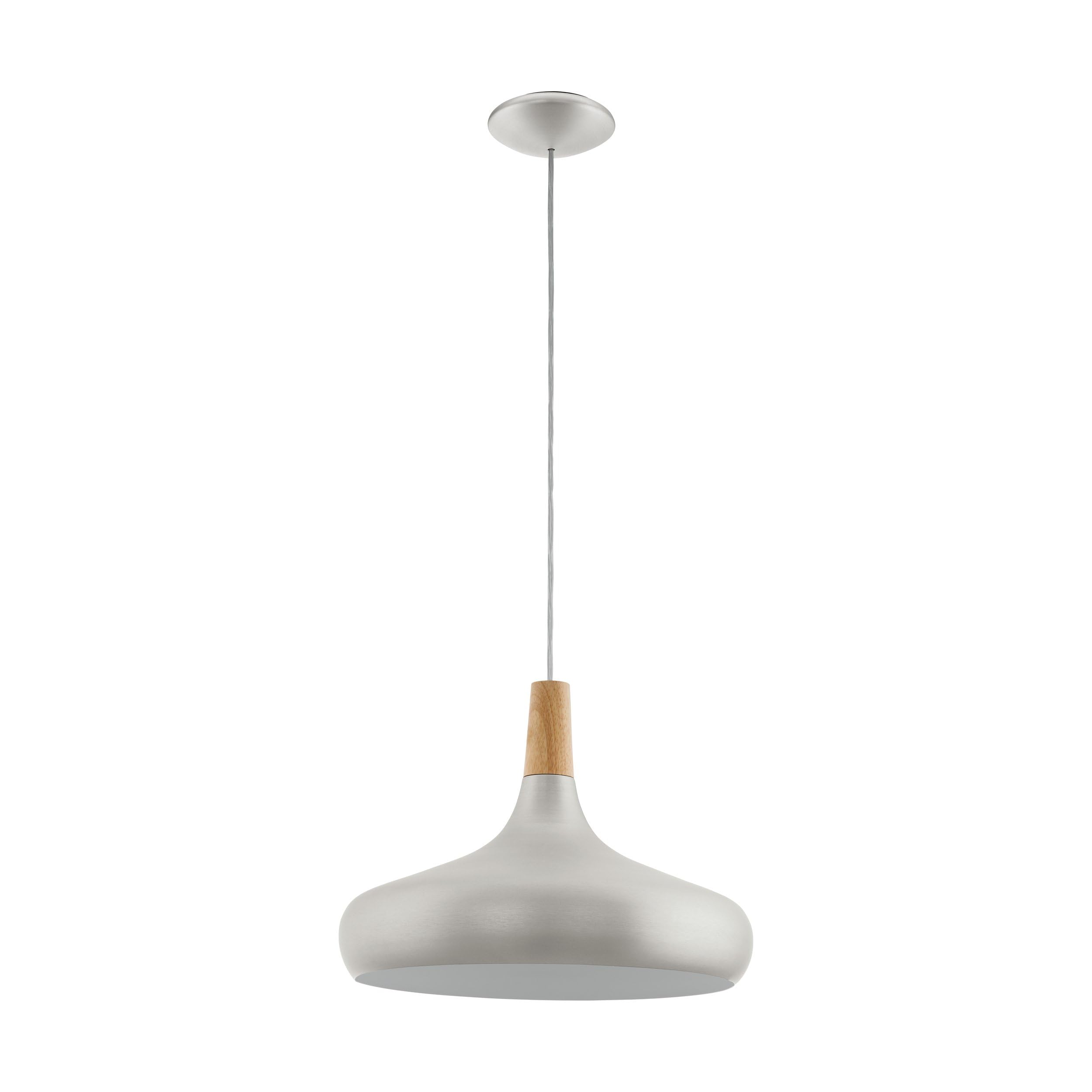 Eglo Unisex Silver Sabinar Steel & Wood Pendant Light, (D) 40Cm In
