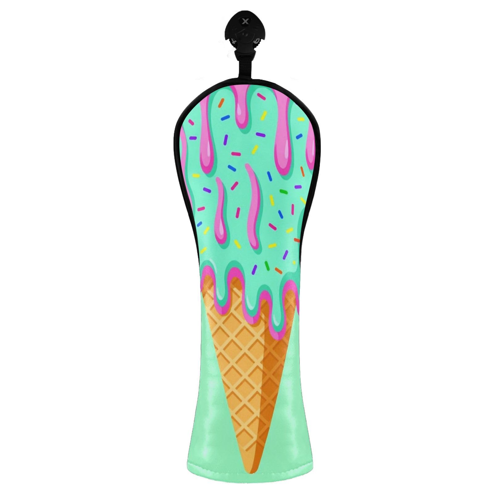 Golfschläger-Abdeckungs-Set, Sommer-Eiscreme, PU-Leder, mit Nummernschildern, Golf-Geschenke für Männer