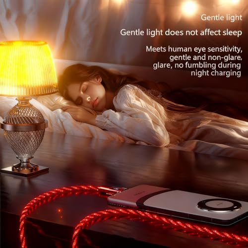 Image of AYI Red Starry Sky USB Charging Cable Cross Edition, 6-in-1 Multi Charger Cord 39in, Glowing LED Data Sync Wire, Tangle-Free PVC, Smart Trickle Charge Chip, Compatible with Virtually All Devices.