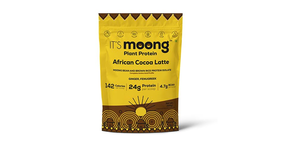 I AM Love Plant Protein Powder It’s Moong For Women And Men, Vegan With Moong And Brown Rice Isolate, 24 gm Protein/Serving, Easy To Digest, Gluten Free, African Cocoa Latte Flavour (500g)