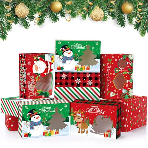 Caja de panadería de Navidad con ventana para regalar dulces caseros en fiestas