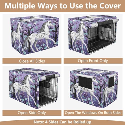 Housse imperméable violette Cheval Blanc pour cage de chien et chat