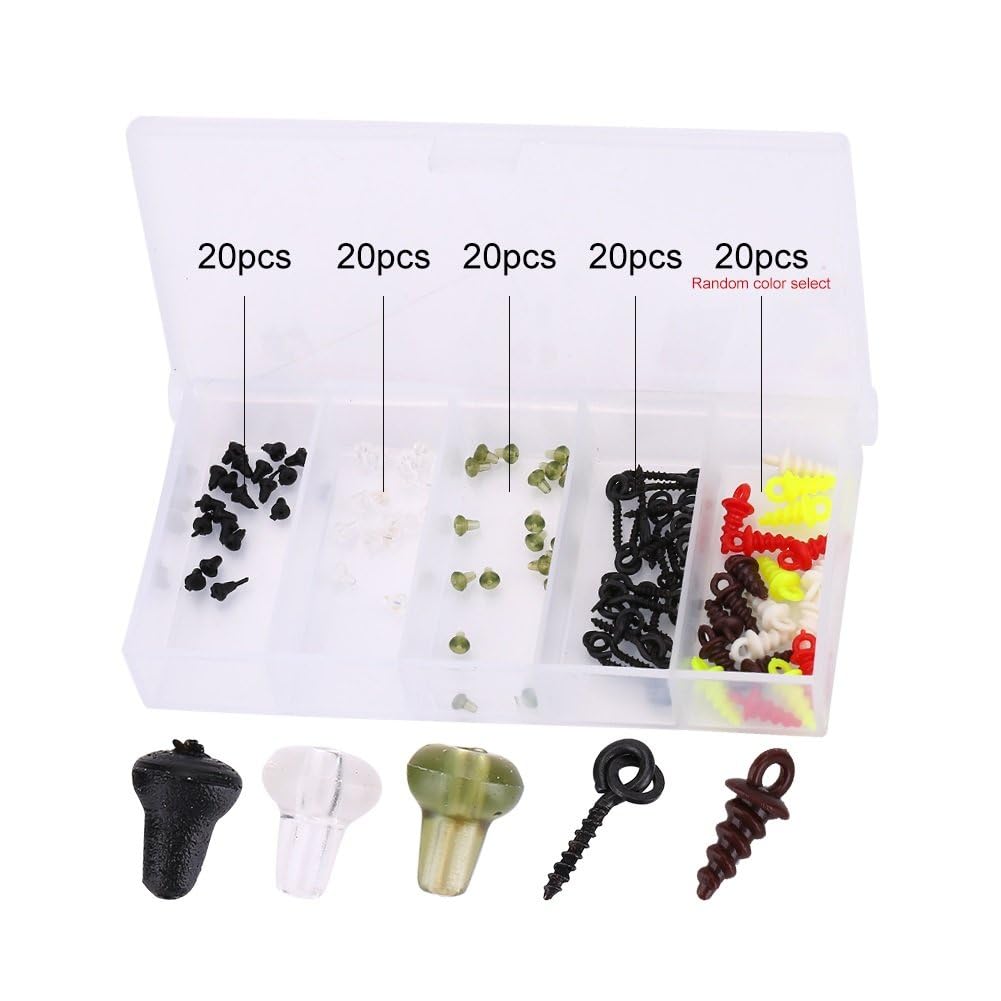 VGEBY Boilie Stopper Schraube, 100Pcs Anglen Haken Stopper Kunststoff Perlen Haken Stöpsel Andere Angelgeräte Und Zubehör