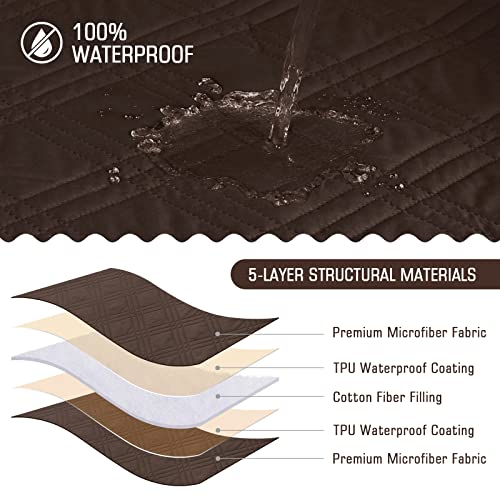 Taococo Waterproof Sectional Couch Covers L Shaped Sofa Covers Chaise Lounge Cover 3Pcs Reversible Sofa Covers For Sectional Sofa Pet Kids Furniture Protector With Elastic Straps(Large, Brown) #TOP3