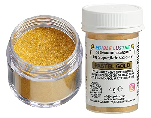 Sugarflair Edible Lustre Pastel Gold - Colorante Alimentario, Polvo Brillante Comestible para Tartas, Pasteles, Cupcakes, Magdalenas, Chocolate, Pastelería, Helados, Postres, Cócteles - 4g