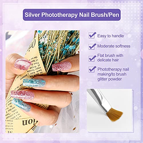 Shelloloh Glitter Gel Nail Polish Kit 6 Colors Super Platinum Glitter Yellow Blue White Purple Soak Off U V Gel Polish With Painting Pen Nail Art Kit Gifts For Women #TOP5